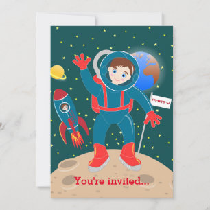 Astronaut kind op het verjaardagsfeestje van de ma kaart
