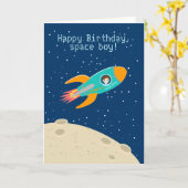 Astronaut kind op het verjaardagsfeestje van de ma kaart (Gele Bloem)