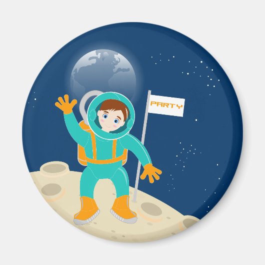 Astronaut kind op het verjaardagsfeestje van de ma magneet (Voorkant)