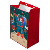 Astronaut kind op het verjaardagsfeestje van de ma medium cadeauzakje (Voorkant Gekanteld)