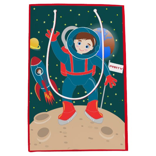 Astronaut kind op het verjaardagsfeestje van de ma medium cadeauzakje (Voorkant)