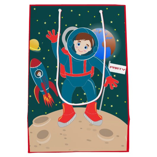 Astronaut kind op het verjaardagsfeestje van de ma medium cadeauzakje (Achterkant)