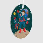 Astronaut kind op het verjaardagsfeestje van de ma ornament (voorkant)