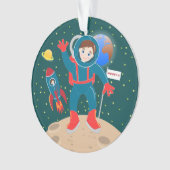Astronaut kind op het verjaardagsfeestje van de ma ornament (voorkant)