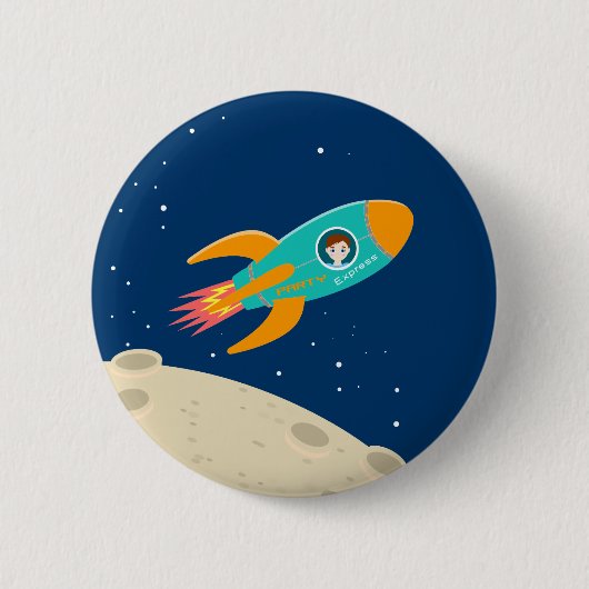 Astronaut kind op het verjaardagsfeestje van de ma ronde button 5,7 cm (Voorkant)