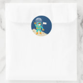 Astronaut kind op het verjaardagsfeestje van de ma ronde sticker (Tas)