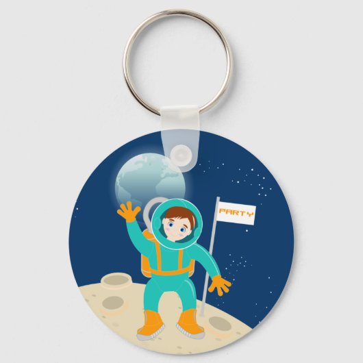 Astronaut kind op het verjaardagsfeestje van de ma sleutelhanger (Voorkant)
