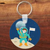 Astronaut kind op het verjaardagsfeestje van de ma sleutelhanger (Voorkant)