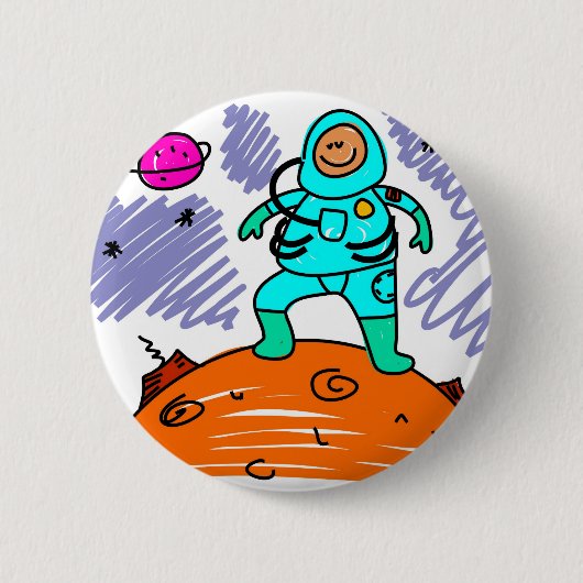 Astronaut Kind Ronde Button 5,7 Cm (Voorkant)