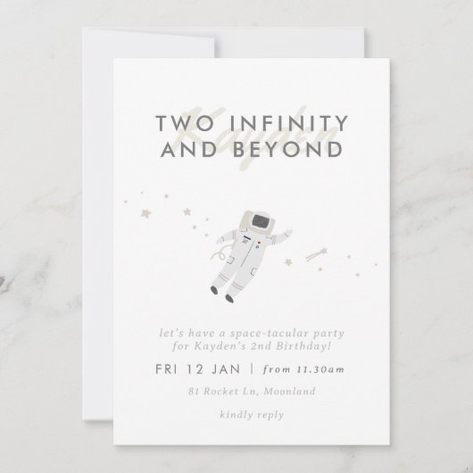 Astronaut Kinder Ruimte 2e Verjaardagsfeestje Uitn Kaart (Voorkant)