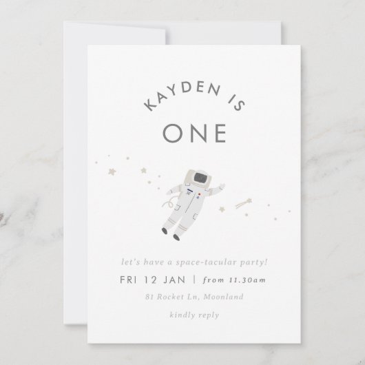 Astronaut Kinder Ruimte Verjaardagsfeestje Uitnodi Kaart (Voorkant)