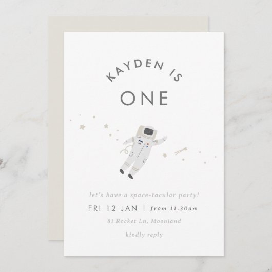 Astronaut Kinder Ruimte Verjaardagsfeestje Uitnodi Kaart (Voorkant / Achterkant)