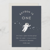 Astronaut Kinder Ruimte Verjaardagsfeestje Uitnodi Kaart (Voorkant / Achterkant)
