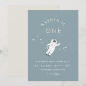 Astronaut Kinder Ruimte Verjaardagsfeestje Uitnodi Kaart (Voorkant / Achterkant)