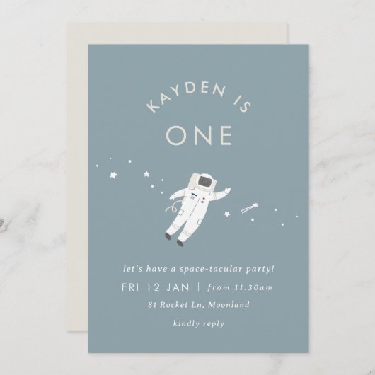 Astronaut Kinder Ruimte Verjaardagsfeestje Uitnodi Kaart (Voorkant / Achterkant)