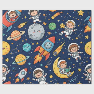 Astronaut Kinderen Ruimte Inpakpapier