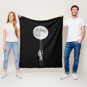 Astronaut klimt naar de Maan – Surrealistische rui Fleece Deken
