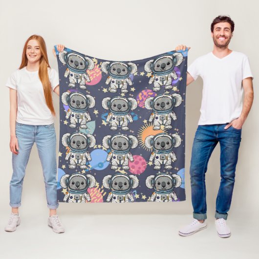 Astronaut Koala Cartoon Patroon Fleece Deken (In situ)