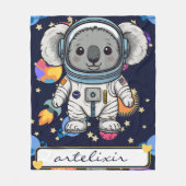 Astronaut Koala Cartoon Print Fleece Deken (Voorkant)