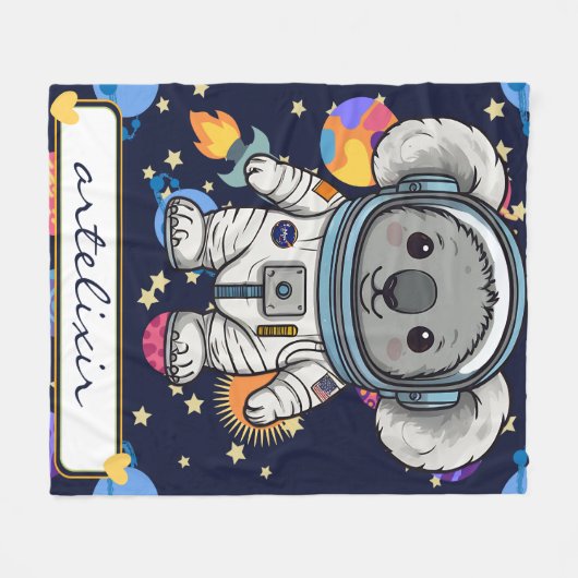 Astronaut Koala Cartoon Print Fleece Deken (Voorkant (Horizontaal))