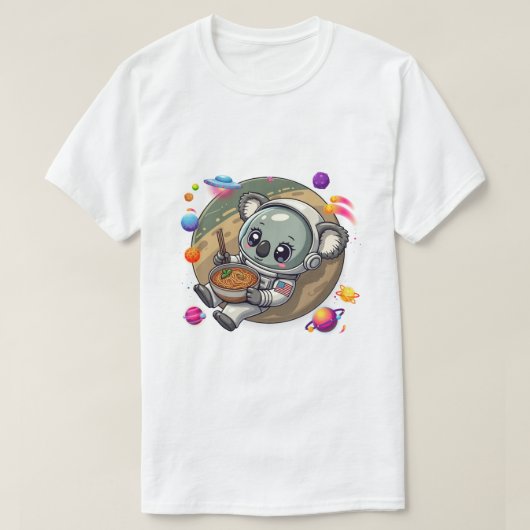 Astronaut Koala Ramen in de ruimte: UFO-avonturen T-shirt (Design voorkant)