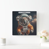 Astronaut Koala Ruimte Surreal Dier Aangepast Vierkante Klok (Huis)