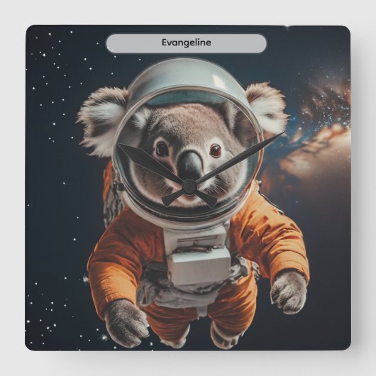 Astronaut Koala Ruimte Surreal Dier Aangepast Vierkante Klok (Voorkant)