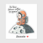 ASTRONAUT KOFFIE OP DE MAAN STICKER (Vel)