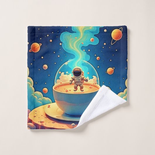 Astronaut Koffie Ruimte Kunst Bad Handdoek (Wasdoekje)