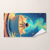 Astronaut Koffie Ruimte Kunst Bad Handdoek (Handdoek)