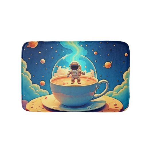 Astronaut Koffie Ruimte Kunst Badmat (Voorkant)