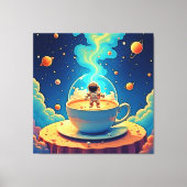 Astronaut Koffie Ruimte Kunst Canvas Afdruk (Voorkant)