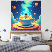 Astronaut Koffie Ruimte Kunst Canvas Afdruk (Insitu (Slaapkamer))