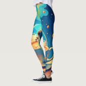 Astronaut Koffie Ruimte Kunst Leggings (Links)