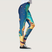 Astronaut Koffie Ruimte Kunst Leggings (Rechts)