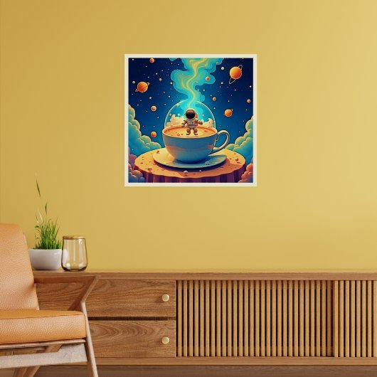 Astronaut Koffie Ruimte Kunst Poster (Woonkamer 2)