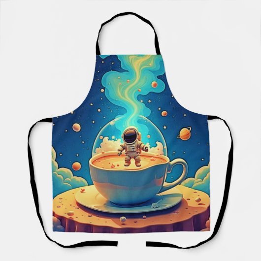 Astronaut Koffie Ruimte Kunst Schort (Voorkant)
