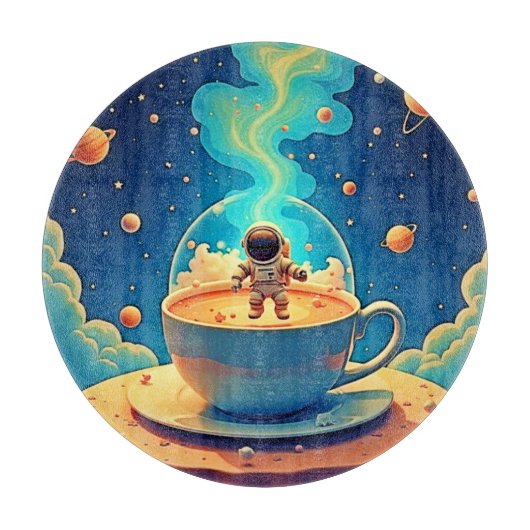 Astronaut Koffie Ruimte Kunst Snijplank (Voorkant)