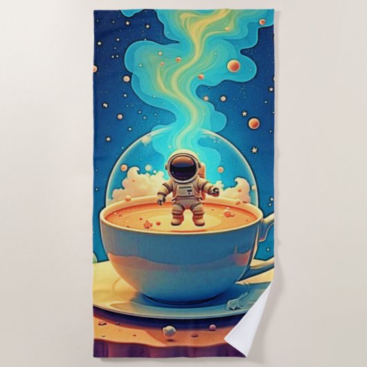 Astronaut Koffie Ruimte Kunst Strandlaken (Voorkant)