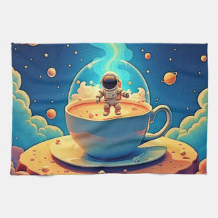 Astronaut Koffie Ruimte Kunst Theedoek