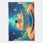 Astronaut Koffie Ruimte Kunst Theedoek (Verticaal)