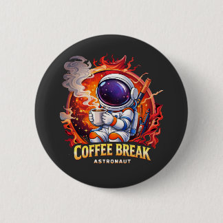 Astronaut koffiepauze ronde button 5,7 cm