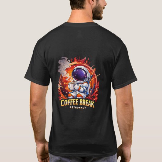 Astronaut koffiepauze   t-shirt (Achterkant)