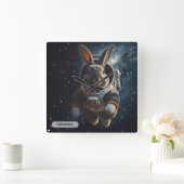 Astronaut Konijn Ruimte Surrealistisch Dier Op Maa Vierkante Klok (Huis)