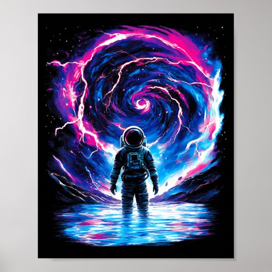 Astronaut Kosmische Buitenruimte Melkweg Wetenscha Poster (Voorkant)