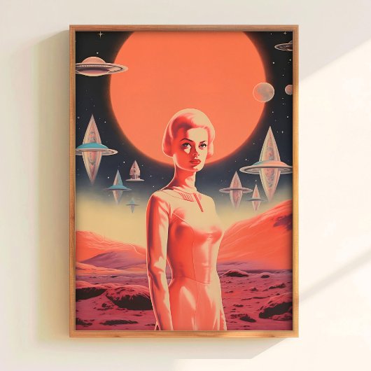 Astronaut Kunstprint Sci-Fi Kunst UFO Muurkunst Re Poster