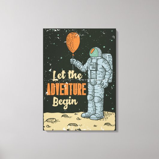 Astronaut Laat Het Avontuur Beginnen Mannengrot Canvas Afdruk (Voorkant)