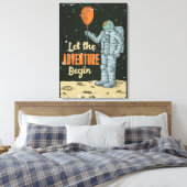 Astronaut Laat Het Avontuur Beginnen Mannengrot Canvas Afdruk (Insitu (Slaapkamer))