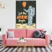 Astronaut Laat Het Avontuur Beginnen Mannengrot Canvas Afdruk (Insitu (Woonkamer))
