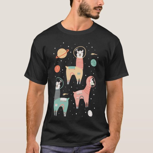 Astronaut lama's in de ruimte t-shirt (Voorkant)
